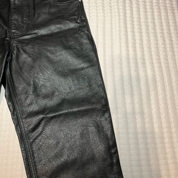 MEN’S BLACK FAUX LEATHER PANTS, 32/32 - Picture 10 of 12
